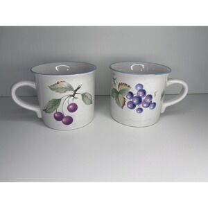Mikasa Savoir Vivre Luscious Grapes Set Of 2 Coffee Tea Mugs Cups -A-